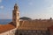 View of the bell tower of the Dominican monastery in the Old Town of Dubrovnik. Croatia