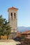 View of Bell tower of Saint Jerome Church on sunny day. Old Town of Herceg Novi, Montenegro