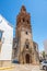 View at the Bell tower of San Miguel church in the streets of Jerez de los Caballeros - Spain