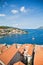 View from bell tower of Sveti Marko cathedral, Korcula Old Town,