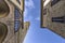 View of the bell tower of Volterra through the streets of the city