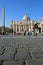 View from below and of the cobblestones in the square of St. Peter`s basilica in Rome