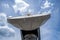 .View from below of a large parabolic antenna