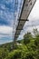 View from below of the Titan RT rope suspension bridge over the Rappbodetalsperre in the Harz Mountains in Germany