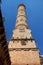 View from below to the top on ornate minaret of the Mardin Grand Mosque in Turkey