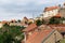 View from below of Znojmo Castle and the Rotunda of St. Catherine