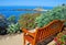 View bench overlooking Treasure Island Beach below Montage Resort