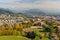 View of Bergamo from Rocca di Bergamo fortress in Upper Town Citta Alta. Italy