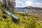 View of Bergen city with lift in Norway