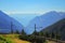 View from the Bernina Express over a Vally and a Lake