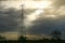 View of a big pylon electric tower with cables