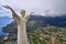 View at big statue in Maratea town in Italy