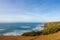 View on big waves comming in at the atlantic ocean coastline on the western algarve in soutern portugal