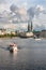 View of the Binnenalster lake and the center of Hamburg