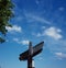 View of a binocular at a viewpoint in Basel in Switzerland during a warm spring morning from the riverside of the Rhein