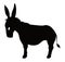 View of black donkey`s silhouette over white background, Vector illustration