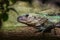 view on a black utila iguana