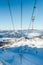 A view of Blackcomb glacier, the T-bar, the valley, and the mountains below.