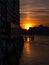 View from Blackfriars bridge across the River Thames at twilight with a sunset