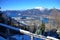 View from the Bleckwand to the Wolfgangsee in winter, Gmunden district, Salzkammergut, Upper Austria, Austria, Europe