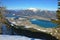 View from the Bleckwand to the Wolfgangsee in winter, Gmunden district, Salzkammergut, Upper Austria, Austria, Europe