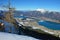 View from the Bleckwand to the Wolfgangsee in winter, Gmunden district, Salzkammergut, Upper Austria, Austria, Europe