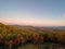 A view of the Blue Ridge Parkway during the autumn fall color changing season