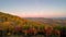 A view of the Blue Ridge Parkway during the autumn fall color changing season