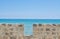 View of blue sea and wall of Medieval Castle of Larnaca fort in Cyprus