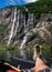 View from the boat on the Seven Sisters Falls, Geirangerfjord.