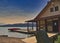 A view of the boathouse on Maligne Lake.  Jasper AB Canada