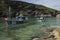 View of boats in Boscastle harbour