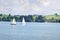 The View of boats on Lake Schwan in Summer, Germany