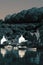 View of boats in Lower Fishguard harbour in Pembrokeshire in Wales.