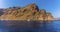 A view of boats moored off the island of Thirasia, Santorini