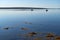 View of boats moored on Penobscot Bay in Searsport, Maine