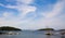 View of boats sailing on Frenchman Bay at Agamont Park, Bar Harbor in Maine, USA