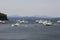 View of boats sailing on Frenchman Bay at Agamont Park, Bar Harbor in Maine, USA