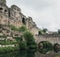 View of Bock Casemates over Alzette river in Luxembourg City, Luxembourg