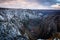 View of the Bode gorge of the Harz mountains in winter in Germany.