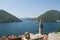 View of Boka bay in Montenegro over town of Perast