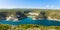 View of Bonifacio wild coast cliff rocks, Corsica island France