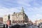 View of books house Former Singer house at Nevsky Prospect in frosty snow winter day,