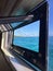 View of Bora Bora from cabin office bedroom on catamaran sailboat