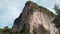 View bottom-up on big cliff in Krabi in Thailand on Railay