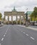 View of the Brandenburg Gate from the avenue June 17th in a time of tranquility, Berlin, Germany