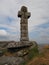 View from Brat Tor and Widgery Cross with white clouds in a blue sky, Dartmoor