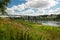 The view at the bridge across the Volga river in the town of Staritsa