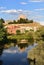 View of bridge and the Castle of Henry II of Castile 14th century and River Agueda,