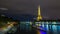 View on the bridge of Jena with Eiffel tower night timelapse hyperlapse, which connects the Champ de Mars gardens and